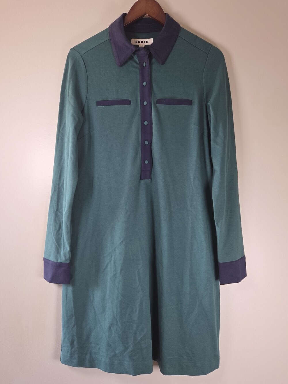 NWT Boden Georgina Ponte T-Shirt Mini Dress Green Blue Sz 8 Casual Boho Feminine - Picture 6 of 14